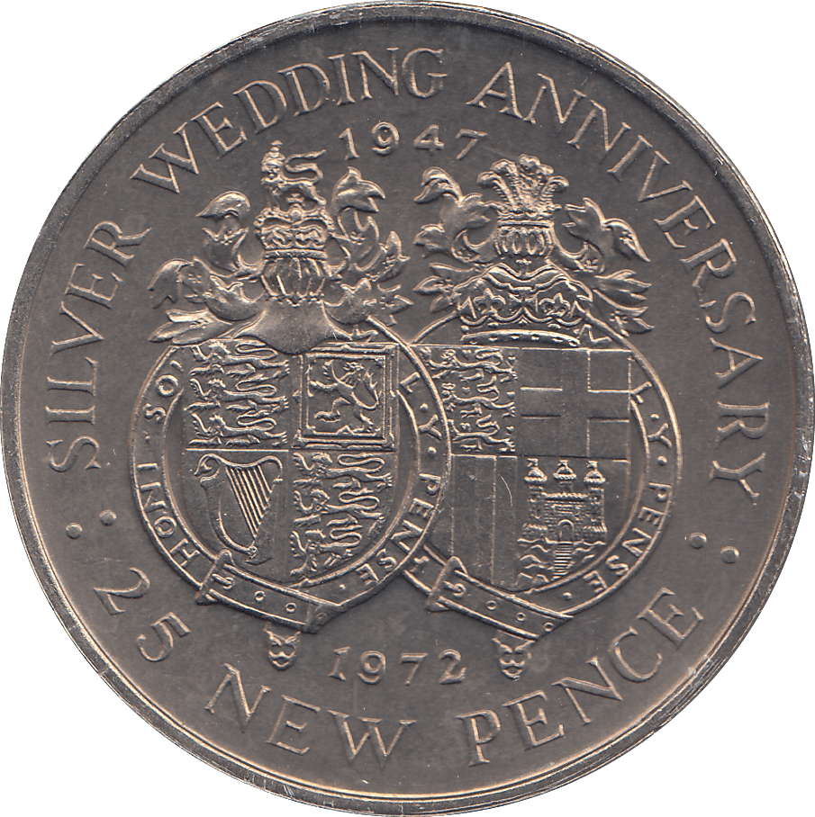 1972 25 PENCE SILVER WEDDING ANNIVERSARY ( BU ) - WORLD COINS - Cambridgeshire Coins