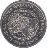1972 25P SILVER WEDDING ANNIVERSARY - WORLD COINS - Cambridgeshire Coins