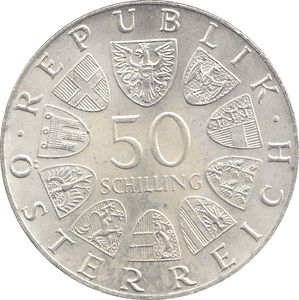 1972 AUSTRIA 50 SCHILLING - WORLD COINS - Cambridgeshire Coins