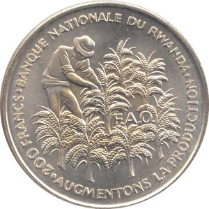 1972 SILVER 200 FRANCS RWANDA - SILVER WORLD COINS - Cambridgeshire Coins