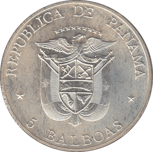 1972 SILVER 5 BALBOA PANAMA - WORLD COINS - Cambridgeshire Coins