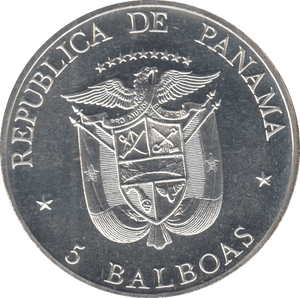 1972 SILVER 5 BALBOAS PANAMA - SILVER WORLD COINS - Cambridgeshire Coins