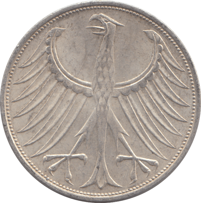 1972 SILVER GERMANY 5 MARKS - SILVER WORLD COINS - Cambridgeshire Coins