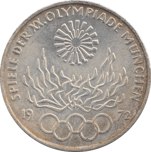1972 SILVER GERMANY WEST 10 MARK OLYMPIC - SILVER WORLD COINS - Cambridgeshire Coins