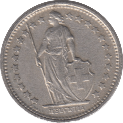 1972 SILVER HALF FRANC SWITZERLAND - SILVER WORLD COINS - Cambridgeshire Coins