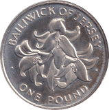 1972 SILVER ONE POUND BAILIWICK OF JERSEY - SILVER WORLD COINS - Cambridgeshire Coins