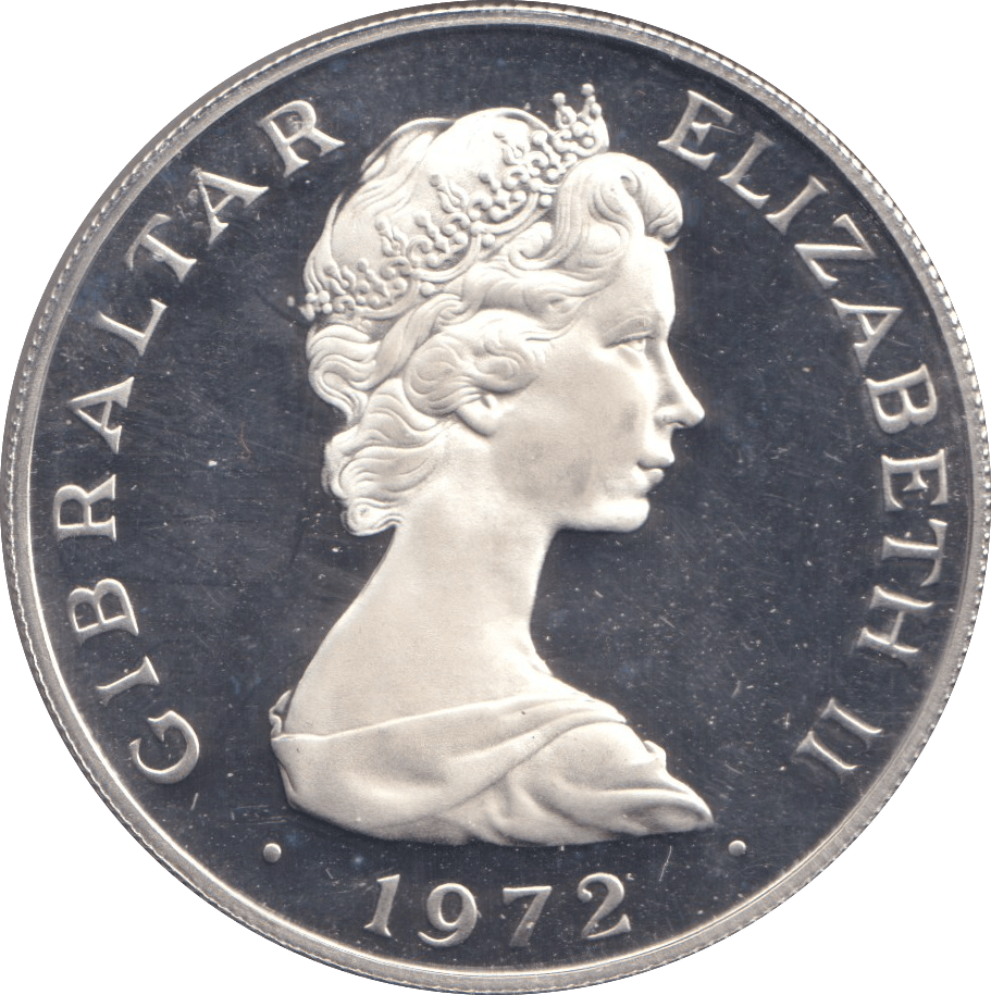 1972 SILVER PROOF 25 PENCE GIBRALTAR - SILVER WORLD COINS - Cambridgeshire Coins