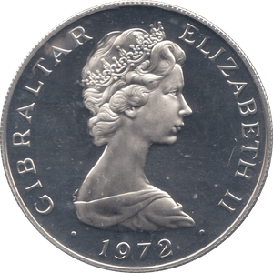 1972 SILVER PROOF ONE CROWN GIBRALTAR - SILVER WORLD COINS - Cambridgeshire Coins