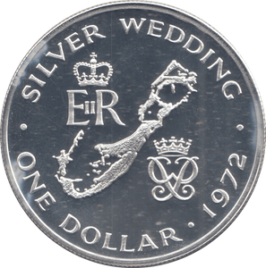 1972 SILVER PROOF ONE DOLLAR SILVER WEDDING - SILVER WORLD COINS - Cambridgeshire Coins
