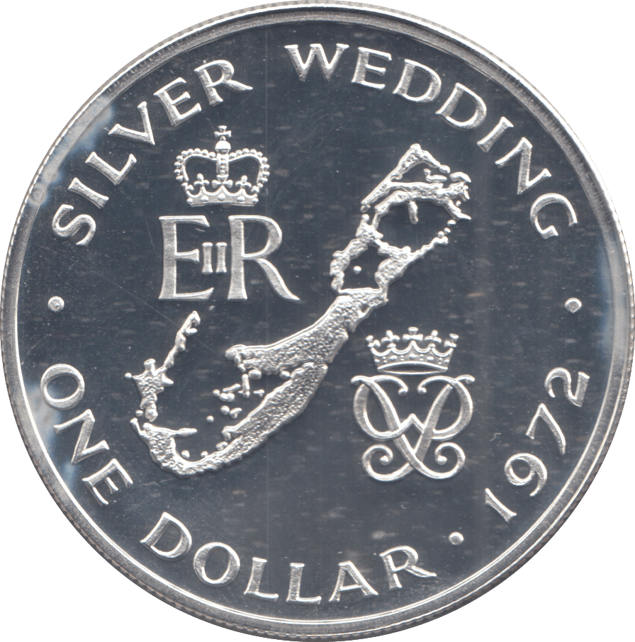 1972 SILVER PROOF ONE DOLLAR SILVER WEDDING - SILVER WORLD COINS - Cambridgeshire Coins