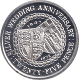 1972 SILVER PROOF SILVER WEDDING ANNIVERSARY 25 NEW PENCE ISLE OF MAN - SILVER WORLD COINS - Cambridgeshire Coins