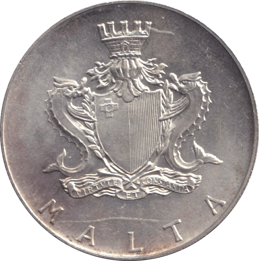 1972 SILVER TWO POUND FORT ST. ANGELO MALTA - SILVER WORLD COINS - Cambridgeshire Coins