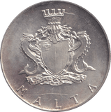 1972 SILVER TWO POUND FORT ST. ANGELO MALTA - SILVER WORLD COINS - Cambridgeshire Coins