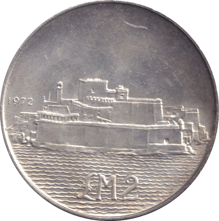 1972 SILVER TWO POUND FORT ST. ANGELO MALTA - SILVER WORLD COINS - Cambridgeshire Coins