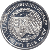 1972 TWENTY FIVE PENCE ISLE OF MAN SILVER WEDDING ANNIVERSARY 2 - SILVER WORLD COINS - Cambridgeshire Coins