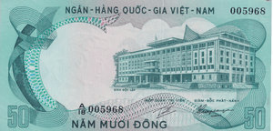 1972 VIETNAM 50 DONG BANKNOTE REF-1670 - WORLD BANKNOTES - Cambridgeshire Coins