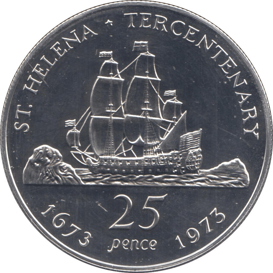 1973 25 PENCE ST. HELENA SILVER 2 - SILVER WORLD COINS - Cambridgeshire Coins