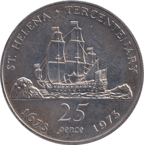 1973 BU 25 PENCE ST. HELENA - WORLD COINS - Cambridgeshire Coins