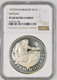 1973 FM BARBADOS NEPTUNE TEN DOLLARS ( NGC ) PF 68 ULTRA CAMEO - NGC SILVER COINS - Cambridgeshire Coins