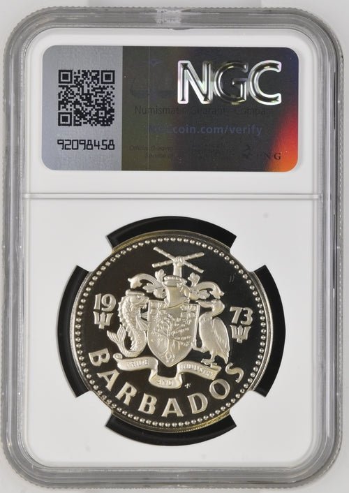 1973 FM BARBADOS TWO DOLLARS ( NGC ) PF 68 ULTRA CAMEO - NGC SILVER COINS - Cambridgeshire Coins