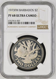 1973 FM BARBADOS TWO DOLLARS ( NGC ) PF 68 ULTRA CAMEO - NGC SILVER COINS - Cambridgeshire Coins