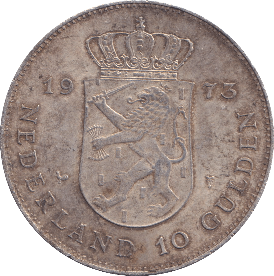 1973 SILVER 10 GULDEN NETHERLANDS - SILVER WORLD COINS - Cambridgeshire Coins