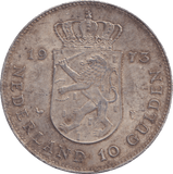 1973 SILVER 10 GULDEN NETHERLANDS - SILVER WORLD COINS - Cambridgeshire Coins
