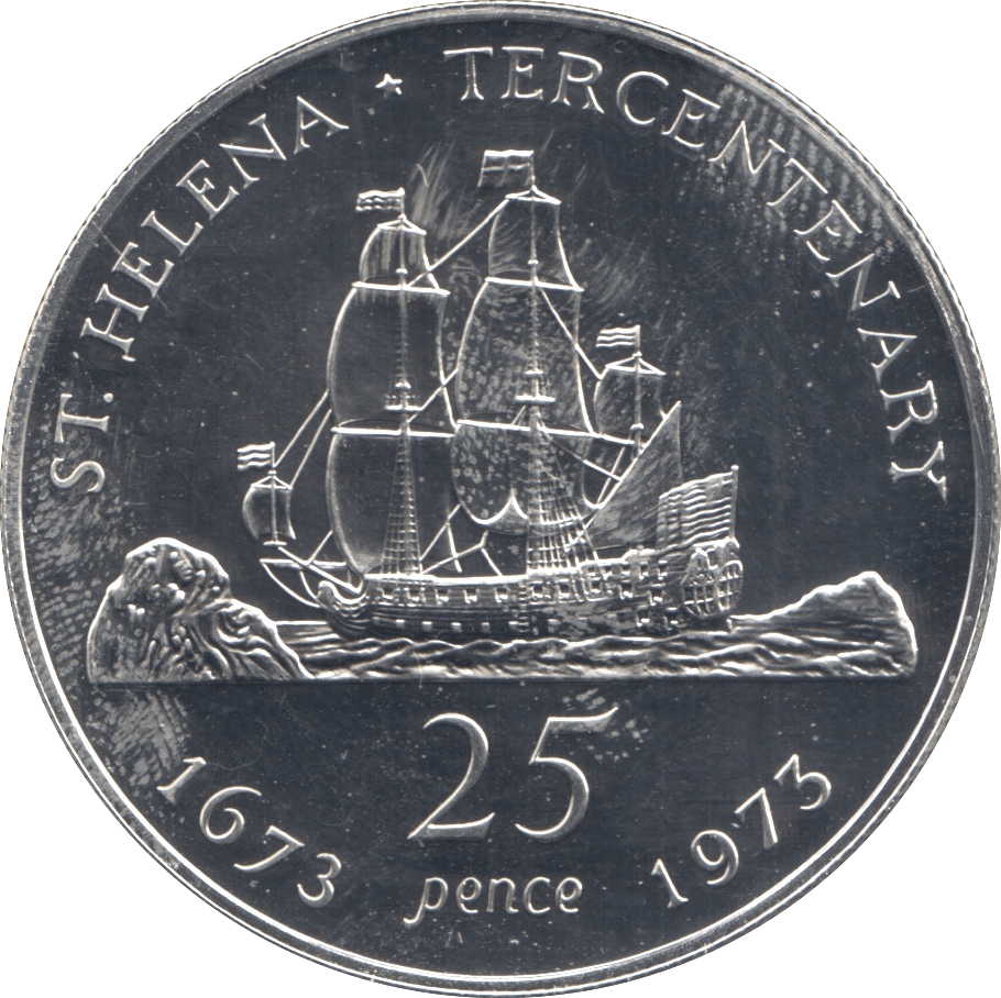 1973 SILVER 25 PENCE ST. HELENA CROWN - SILVER WORLD COINS - Cambridgeshire Coins