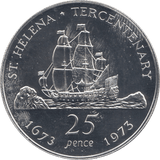 1973 SILVER 25 PENCE ST. HELENA CROWN - SILVER WORLD COINS - Cambridgeshire Coins