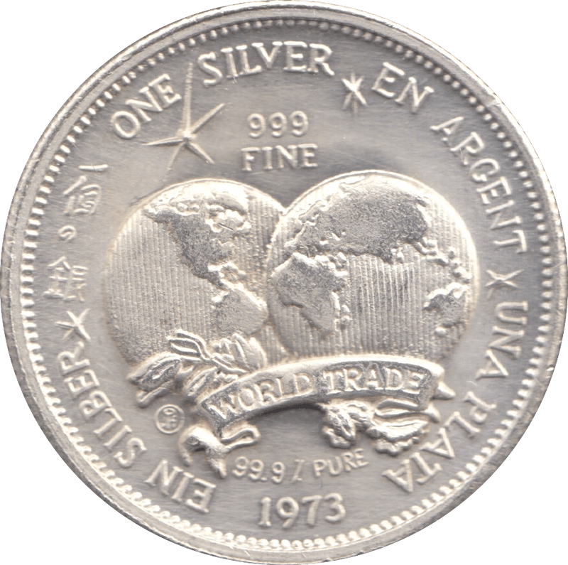 1973 SILVER INTERNATIONAL WORLD TRADE UNIT .999 FINE SILVER ROUND