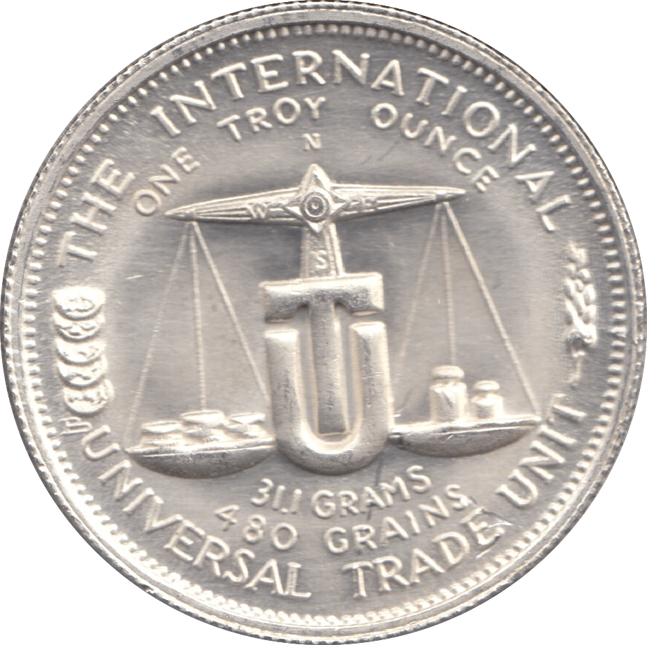 1973 SILVER INTERNATIONAL WORLD TRADE UNIT .999 FINE SILVER ROUND - SILVER 1 oz COINS - Cambridgeshire Coins