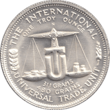 1973 SILVER INTERNATIONAL WORLD TRADE UNIT .999 FINE SILVER ROUND - SILVER 1 oz COINS - Cambridgeshire Coins