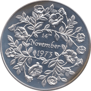 1973 SILVER PROOF COMMEMORATIVE COIN THE WEDDING OF PRINCESS ANNE AND CAPTAIN MARK PHILLIPS - SILVER WORLD COINS - Cambridgeshire Coins