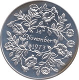 1973 SILVER PROOF COMMEMORATIVE COIN THE WEDDING OF PRINCESS ANNE AND CAPTAIN MARK PHILLIPS - SILVER WORLD COINS - Cambridgeshire Coins