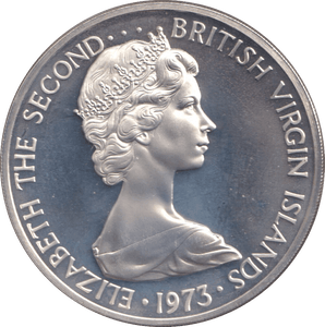 1973 SILVER PROOF ONE DOLLAR BRITISH VIRGIN ISLANDS - SILVER WORLD COINS - Cambridgeshire Coins