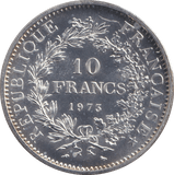 1973 TEN FRANCS SILVER PROOF FRANCE - SILVER WORLD COINS - Cambridgeshire Coins
