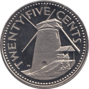 1973 TWENTY FIVE CENTS BARBADOS - WORLD COINS - Cambridgeshire Coins