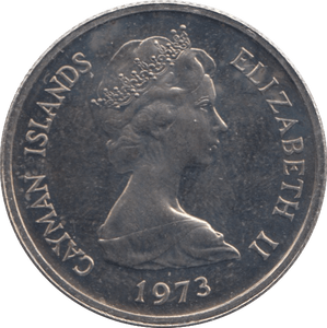 1973 TWENTY FIVE CENTS CAYMAN ISLANDS - SILVER WORLD COINS - Cambridgeshire Coins