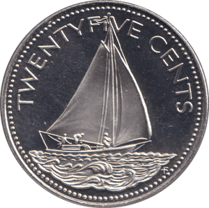 1974 25 CENTS BAHAMAS - WORLD COINS - Cambridgeshire Coins