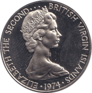 1974 25 CENTS BRITISH VIRGIN ISLANDS - WORLD COINS - Cambridgeshire Coins