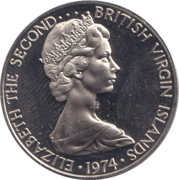 1974 25 CENTS BRITISH VIRGIN ISLANDS - WORLD COINS - Cambridgeshire Coins