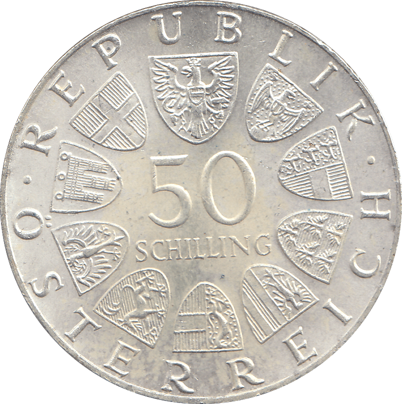 1974 AUSTRIA 50 SCHILLING - WORLD COINS - Cambridgeshire Coins