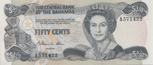 1974 FIFTY CENTS BAHAMAS BANKNOTE REF-1759 - WORLD BANKNOTES - Cambridgeshire Coins