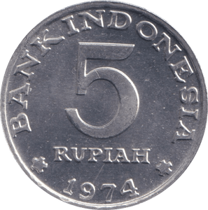 1974 FIVE RUPIA INDONESIA - WORLD COINS - Cambridgeshire Coins