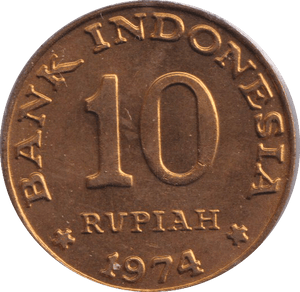 1974 INDONESIA 10 RUPIA - WORLD COINS - Cambridgeshire Coins