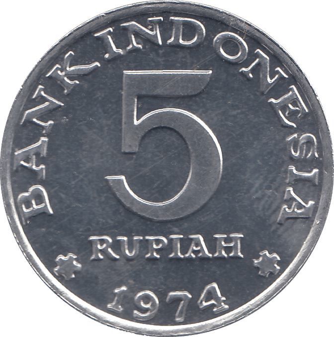 1974 INDONESIA FIVE RUPIAH - WORLD COINS - Cambridgeshire Coins