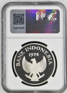 1974 INDONESIA JAVAN TIGER CONSERVATION SERIES S2000R PF 68 ULTRA CAMEO - NGC SILVER COINS - Cambridgeshire Coins