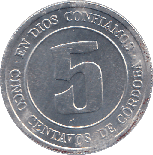 1974 NICARAGUA FIVE CENTAVOS - WORLD COINS - Cambridgeshire Coins