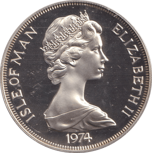1974 ONE CROWN ISLE OF MAN WINSTON CHURCHILL CENTENARY - SILVER WORLD COINS - Cambridgeshire Coins