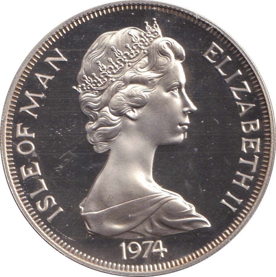 1974 ONE CROWN ISLE OF MAN WINSTON CHURCHILL CENTENARY - SILVER WORLD COINS - Cambridgeshire Coins